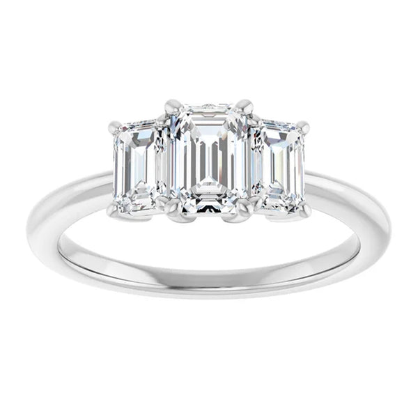 Luna Emerald Lab Diamond Three Stone Engagement Ring