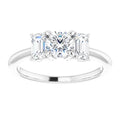 Luna Round and Emerald Lab Diamond Three Stone Engagement Ring