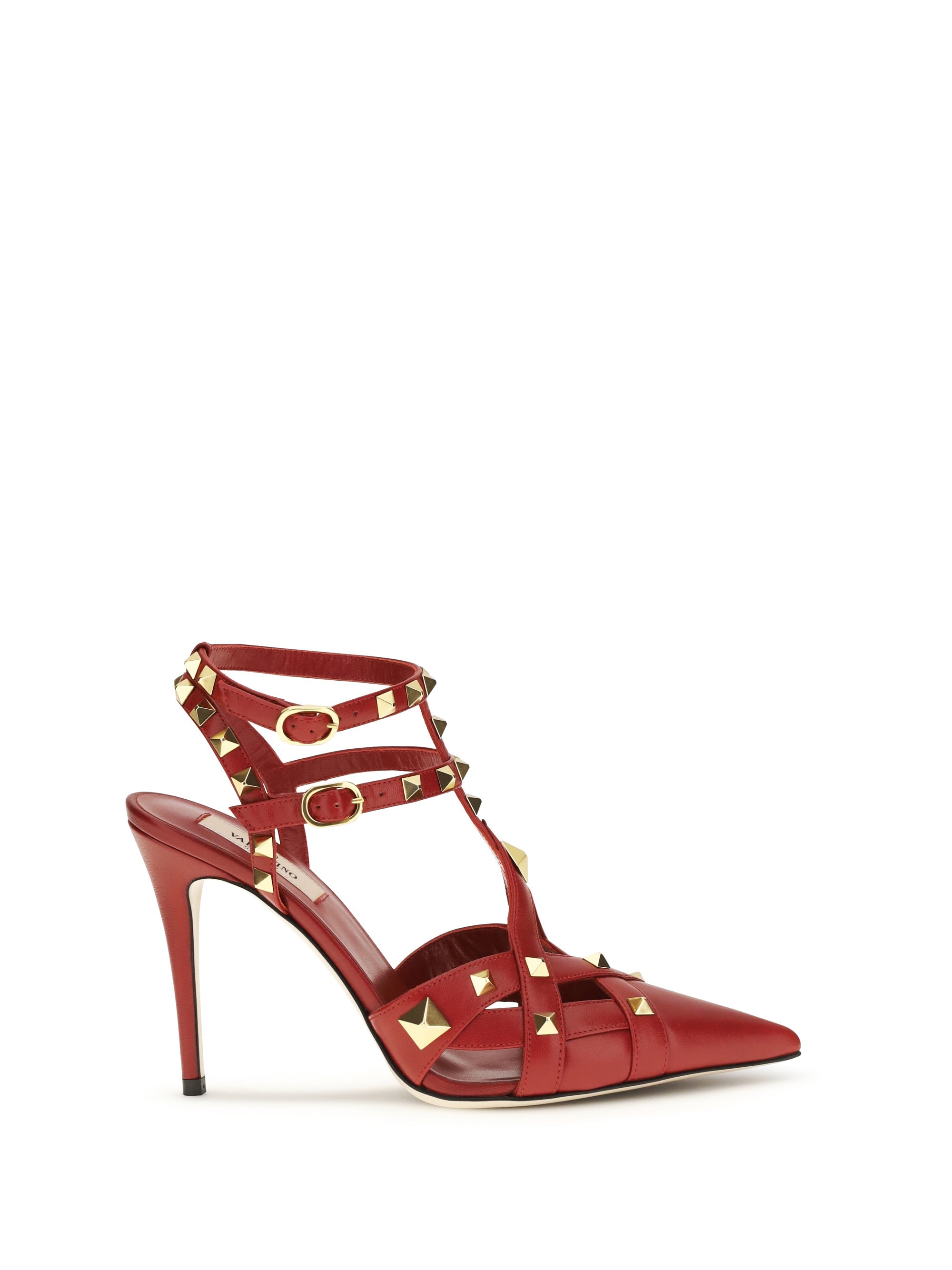 Valentino Garavani Studdy Décolleté Heel Sandal — Red