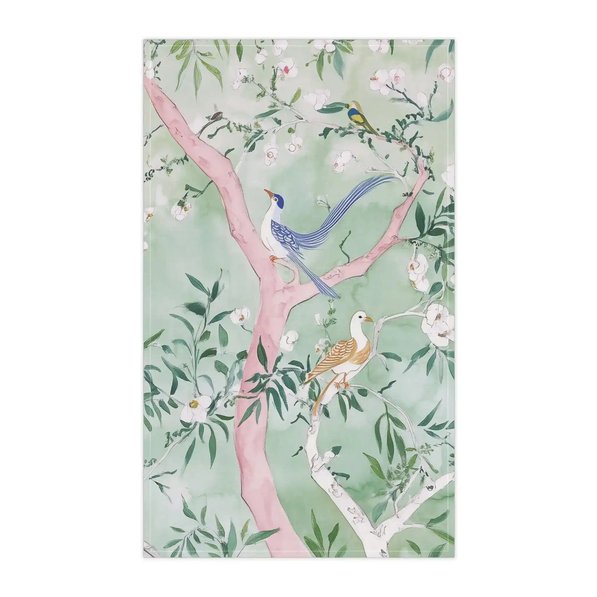 Colorful Birds on Floral Branches Kitchen Towel