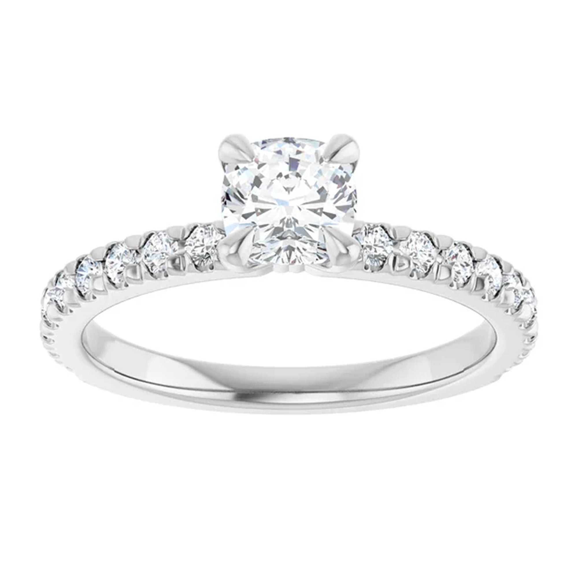 Elle Cushion Lab Diamond French Pavé Engagement Ring