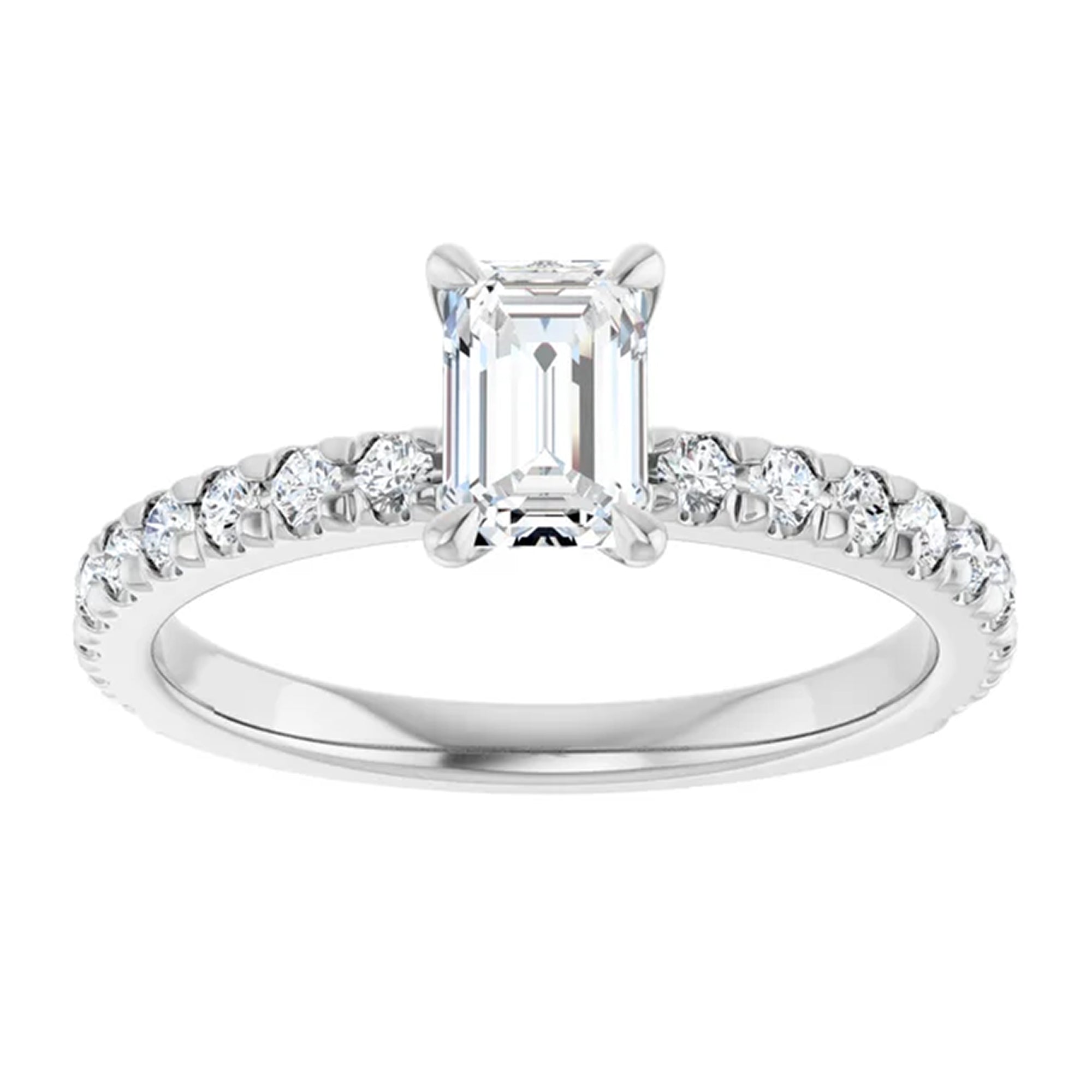 Elle Emerald Lab Diamond French Pavé Engagement Ring