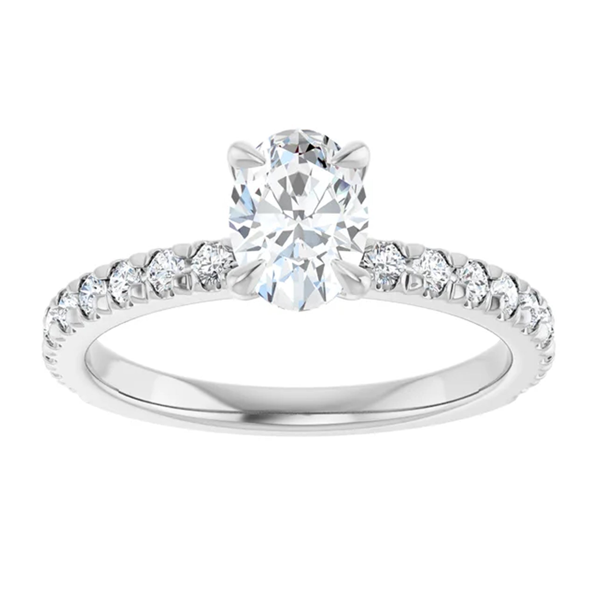 Elle Oval Lab Diamond French Pavé Engagement Ring