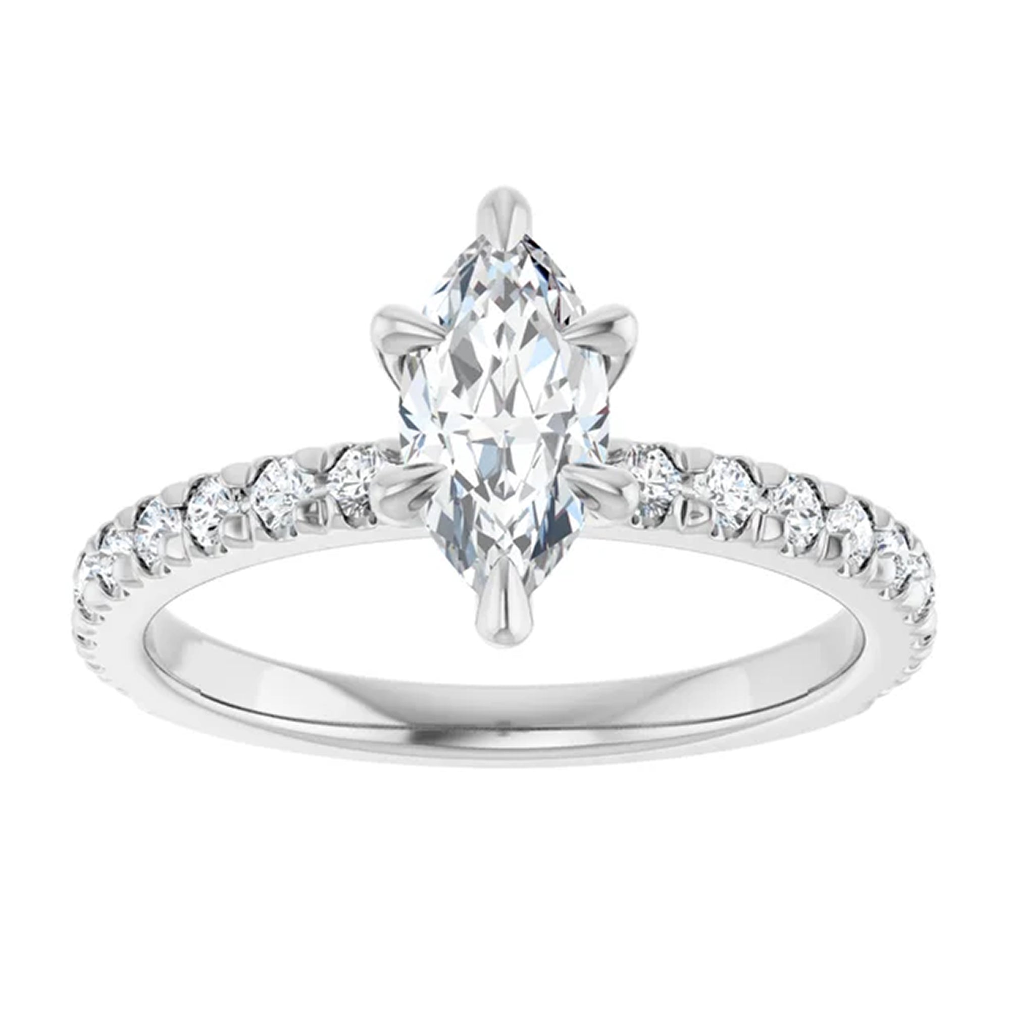 Elle Marquise Lab Diamond French Pavé Engagement Ring