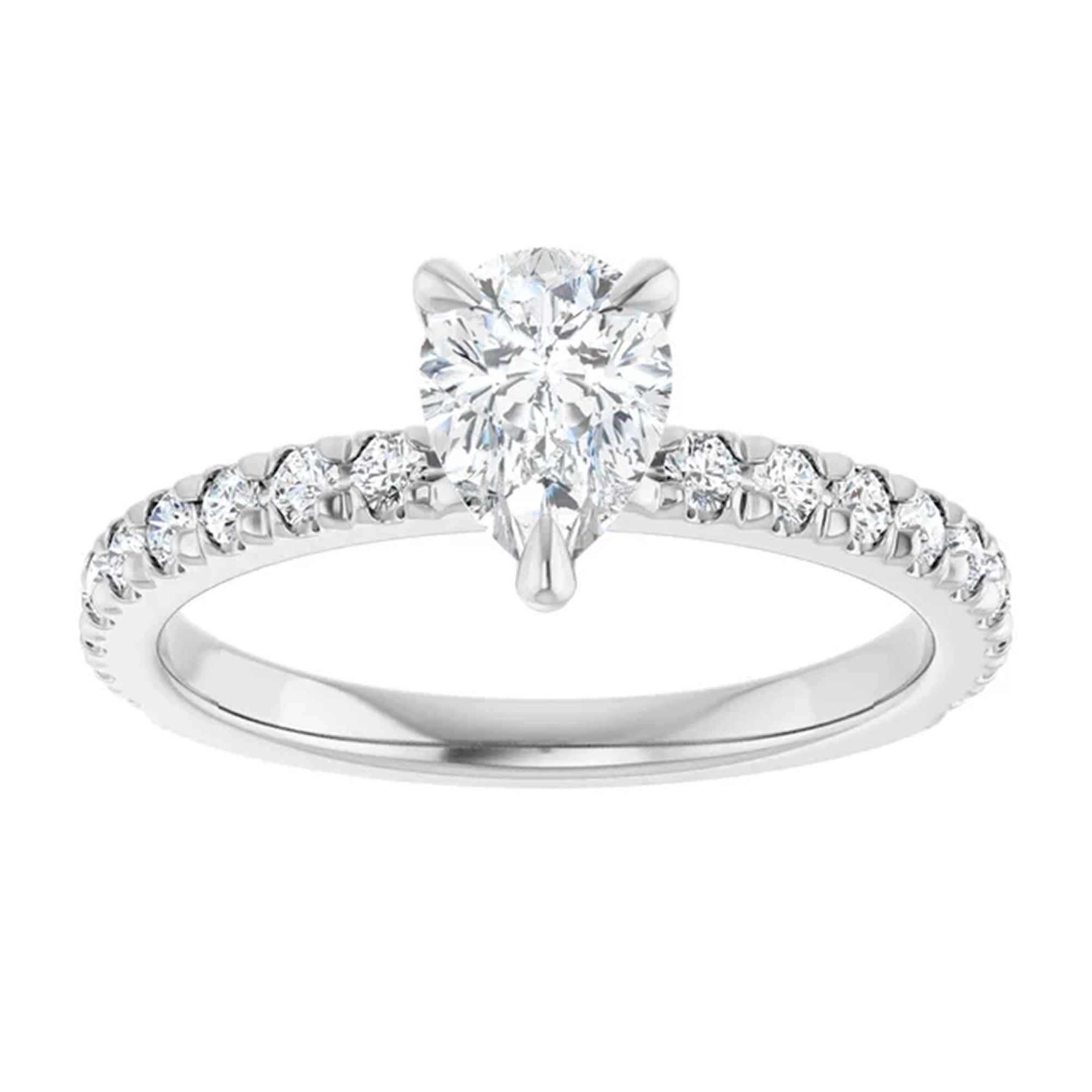 Elle Pear Lab Diamond French Pavé Engagement Ring