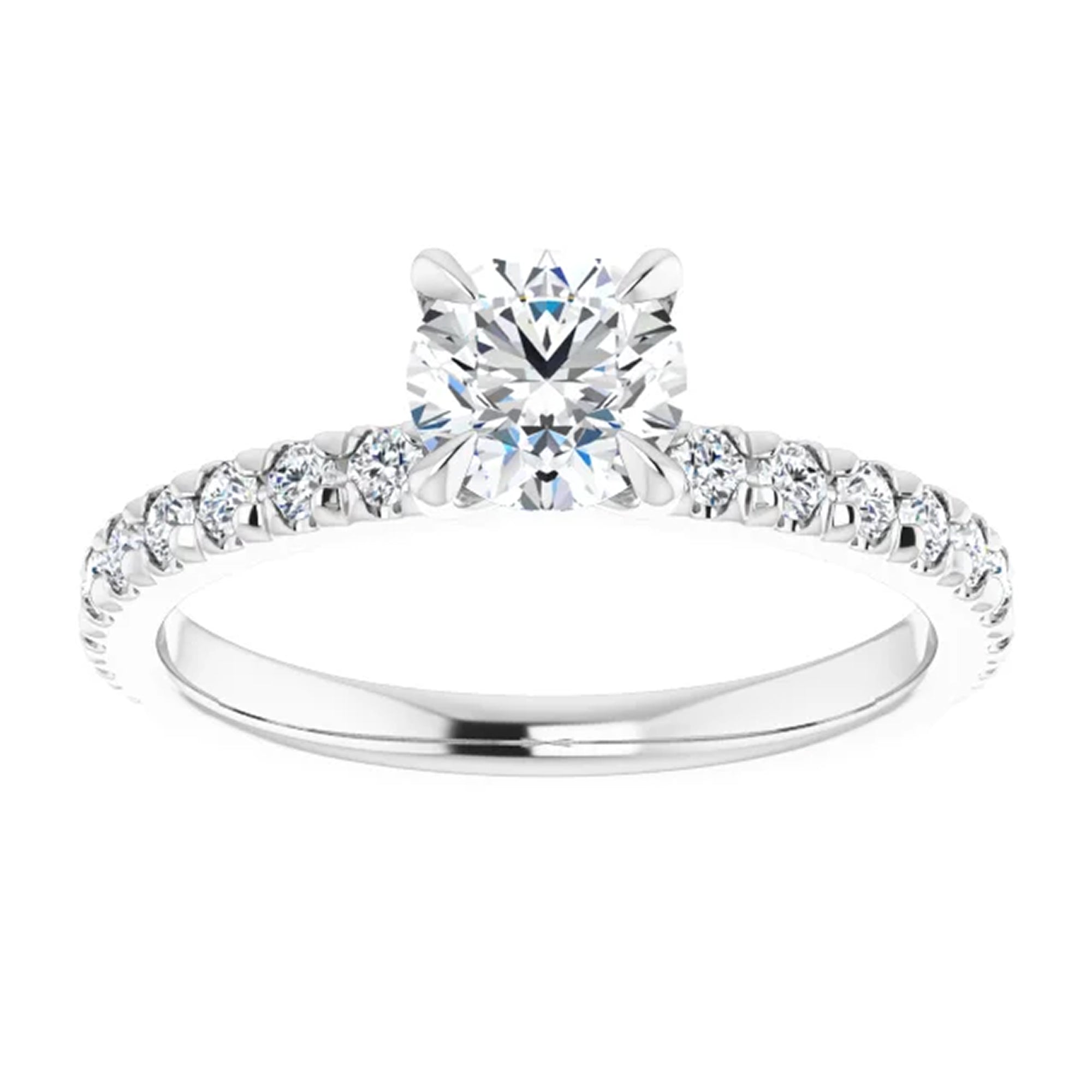 Elle Round Lab Diamond French Pavé Engagement Ring