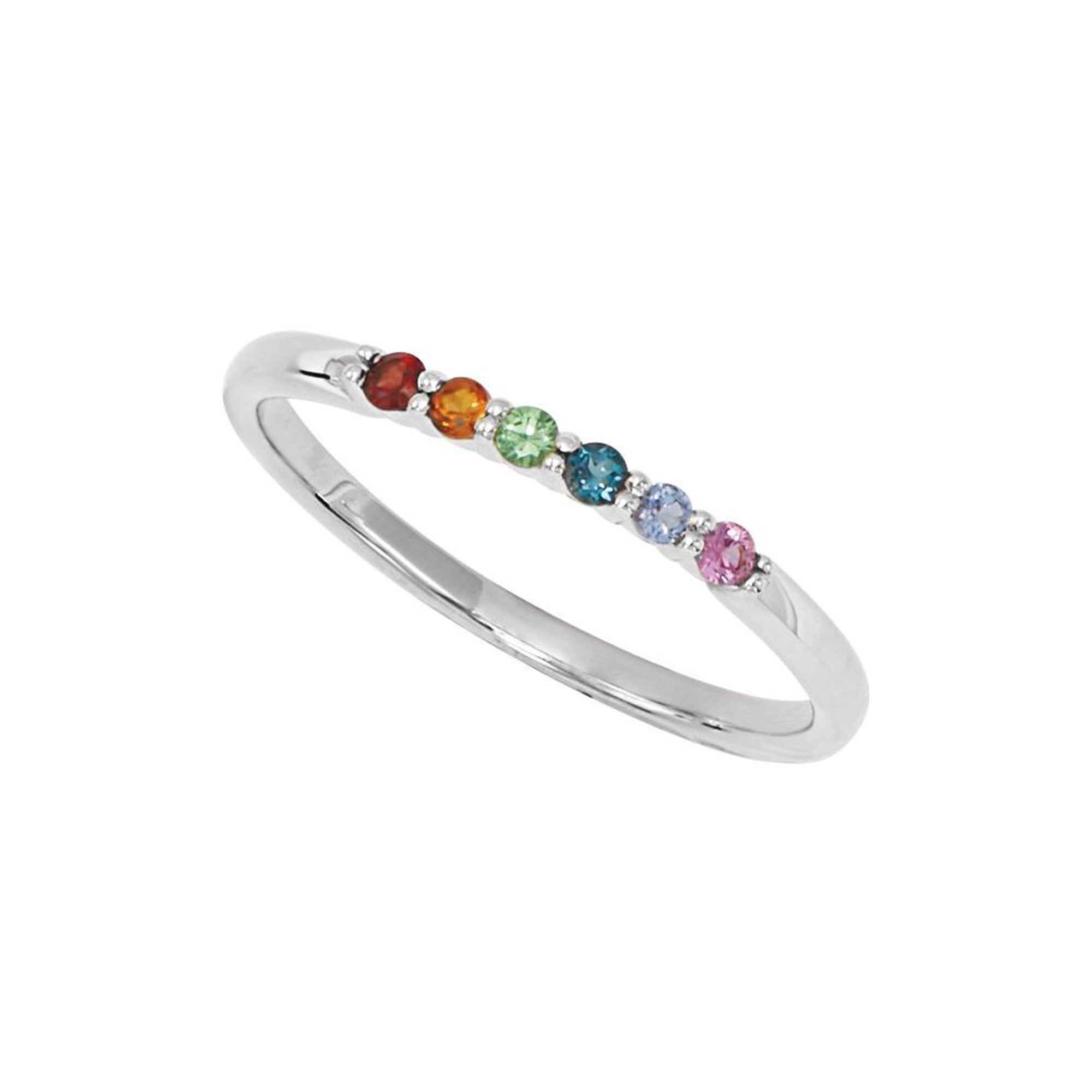 Multi-Gemstone Rainbow Stackable Ring