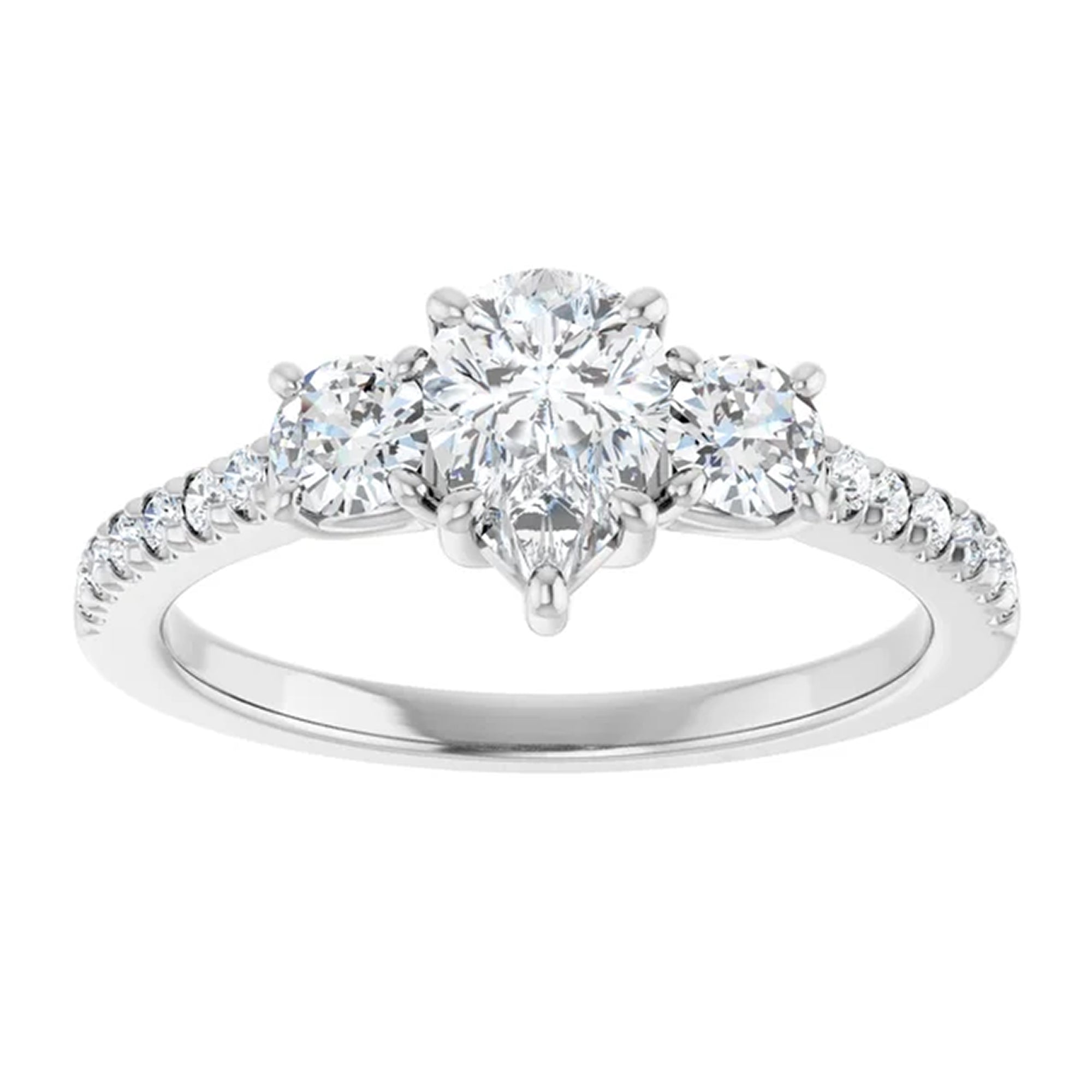 Mila Pear Lab Diamond Engagement Ring with Single Row Side Accents