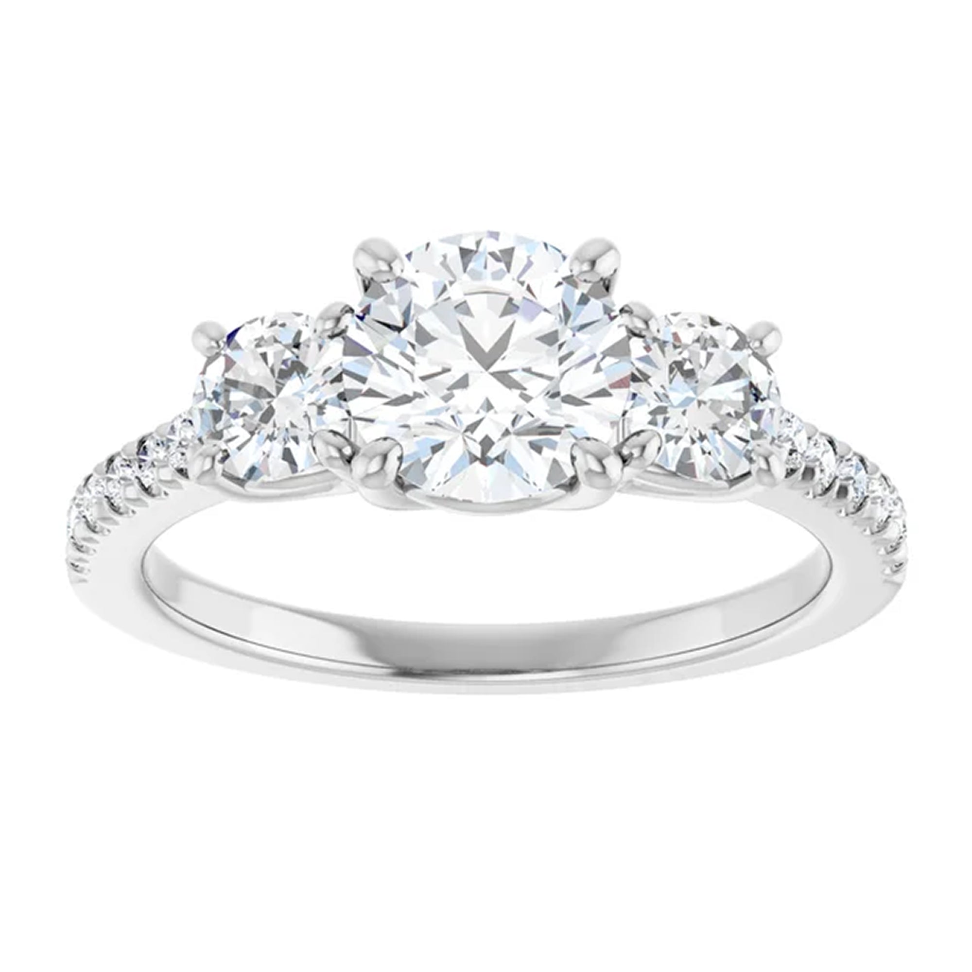 Mila Round Lab Diamond Engagement Ring with Single Row Side Accents