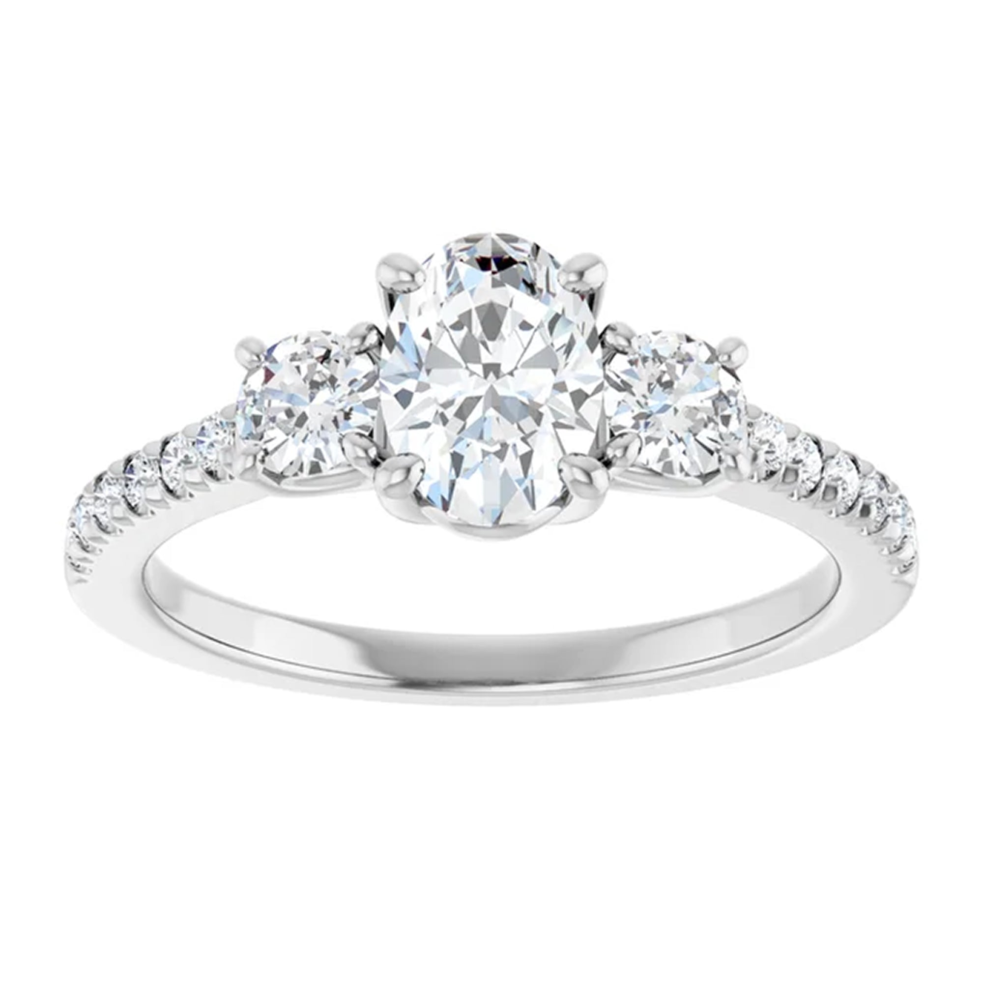 Mila Oval Lab Diamond Engagement Ring with Single Row Side Accents