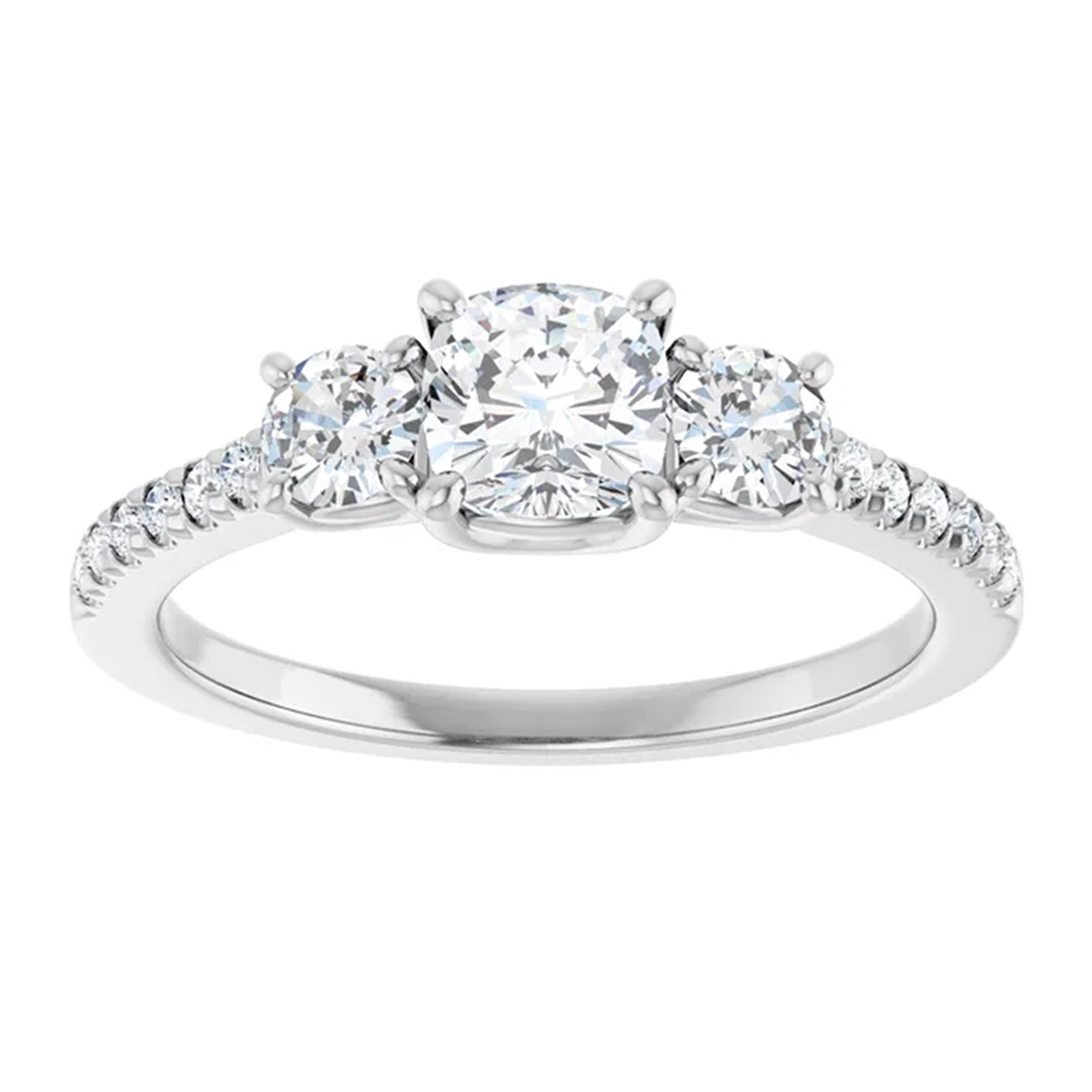 Mila Cushion Lab Diamond Engagement Ring with Single Row Side Accents