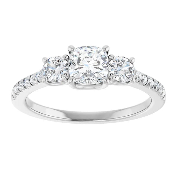 Mila Cushion Lab Diamond Engagement Ring with Single Row Side Accents