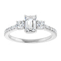 Mila Emerald Lab Diamond Engagement Ring with Single Row Side Accents