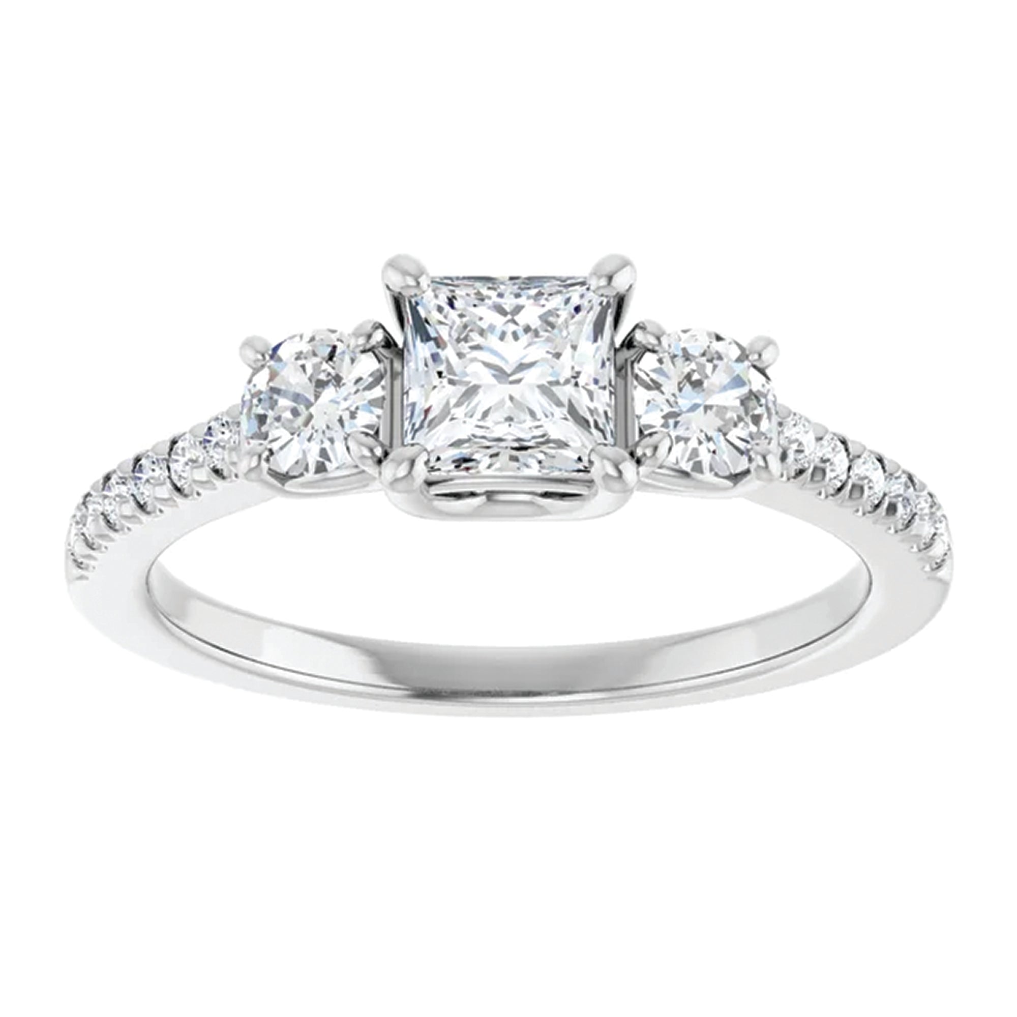 Mila Square Lab Diamond Engagement Ring with Single Row Side Accents