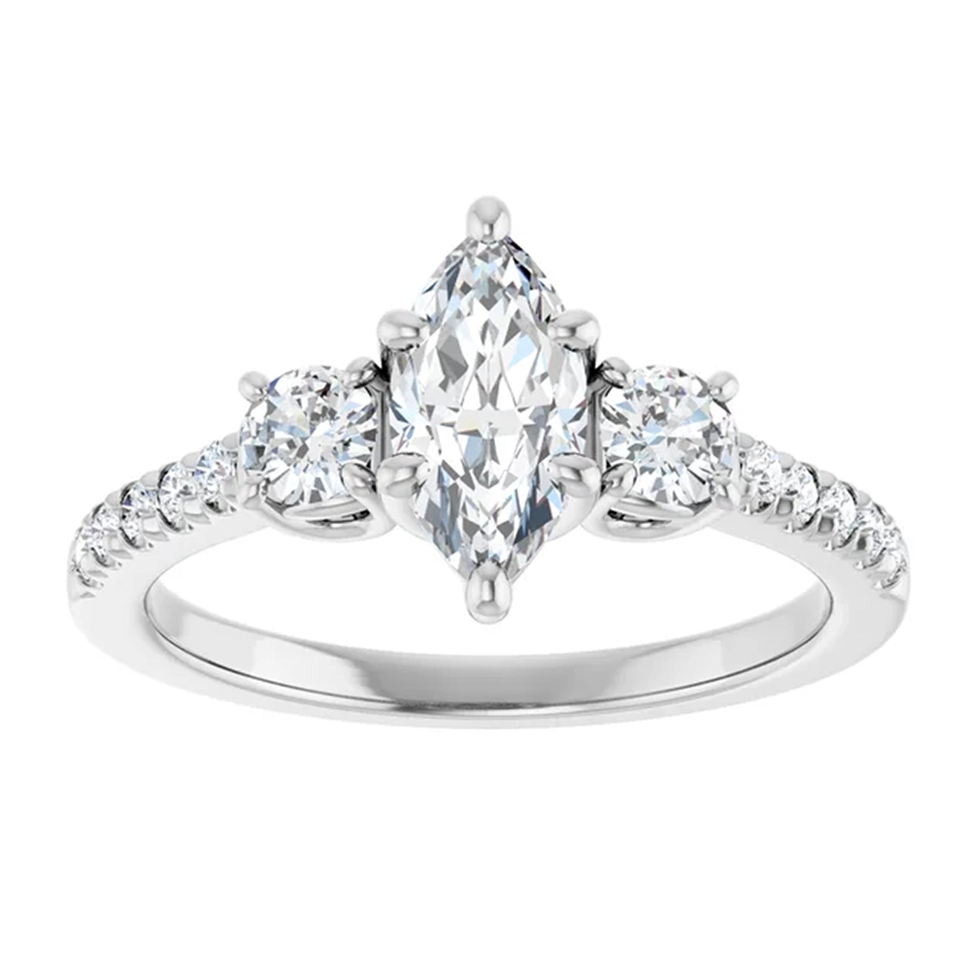 Mila Marquise Lab Diamond Engagement Ring with Single Row Side Accents