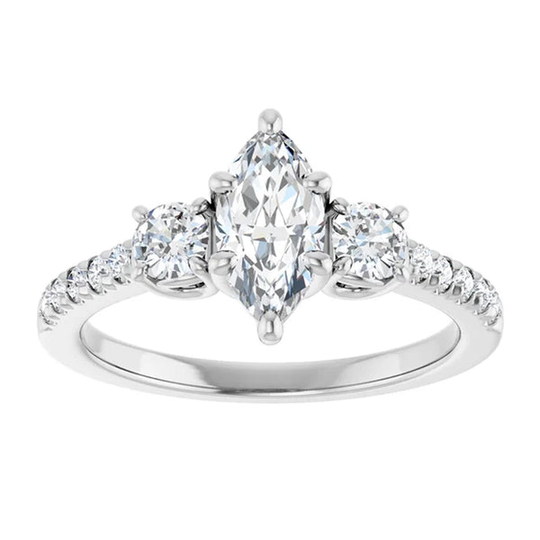 Mila Marquise Lab Diamond Engagement Ring with Single Row Side Accents