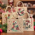 Árbol de Navidad Personalizado Copo de Nieve Iniciales Bolsa de Yute con Nombre Navidad Uso Diario Regalo para Niños Mujeres