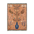 Whimsical Botanical Woven Blanket
