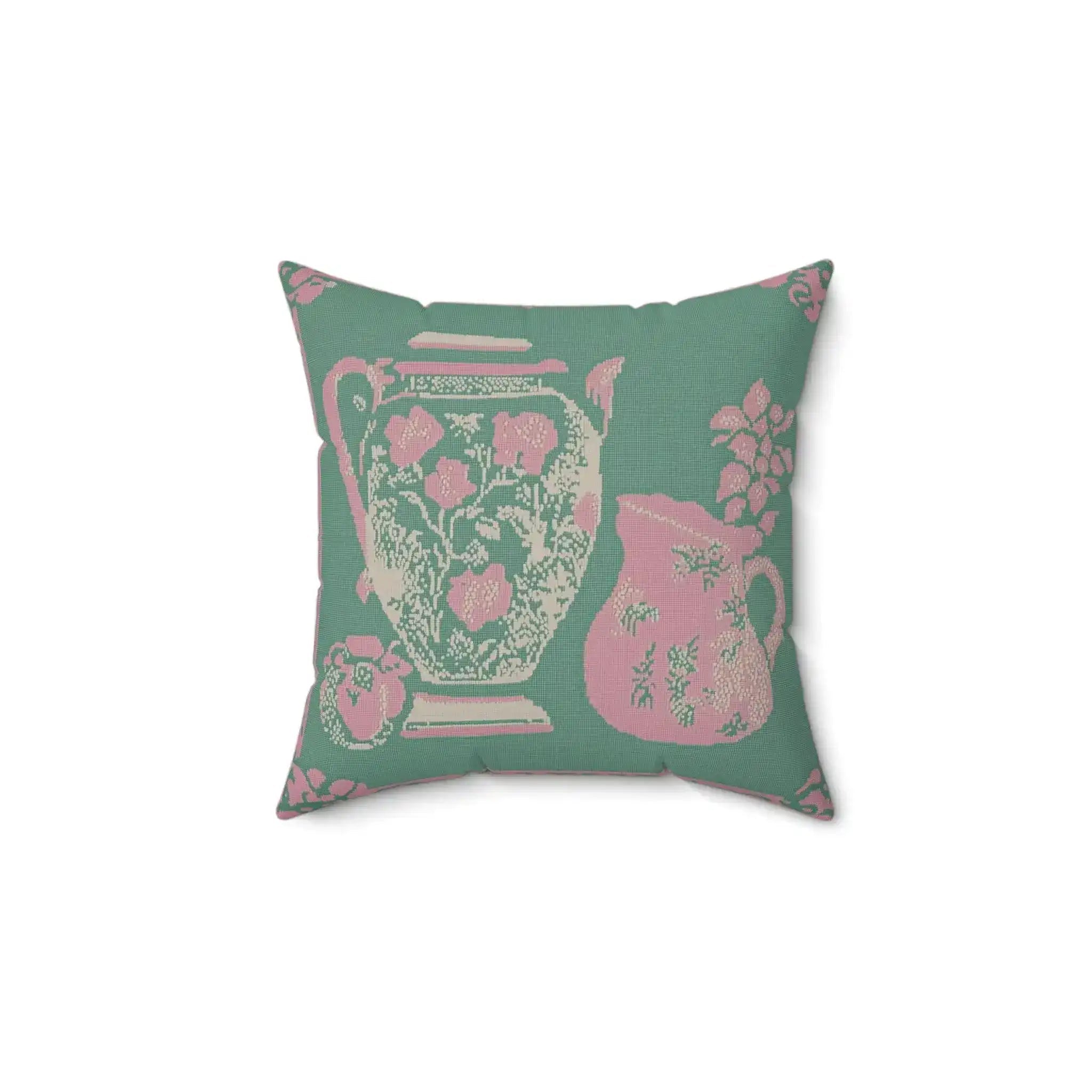 Vintage Floral Pitchers Throw Pillow