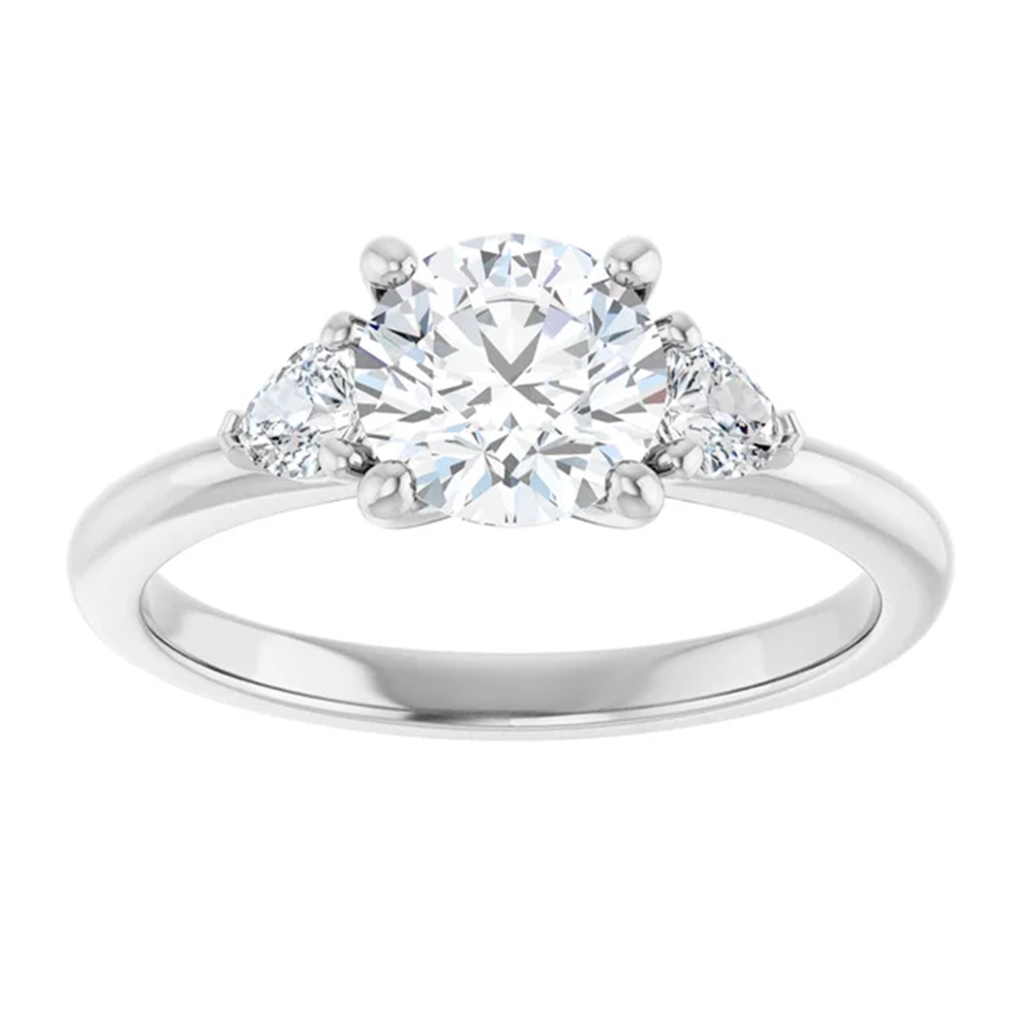 Lumi Round Lab Diamond Engagement Ring with Pear Side Accents