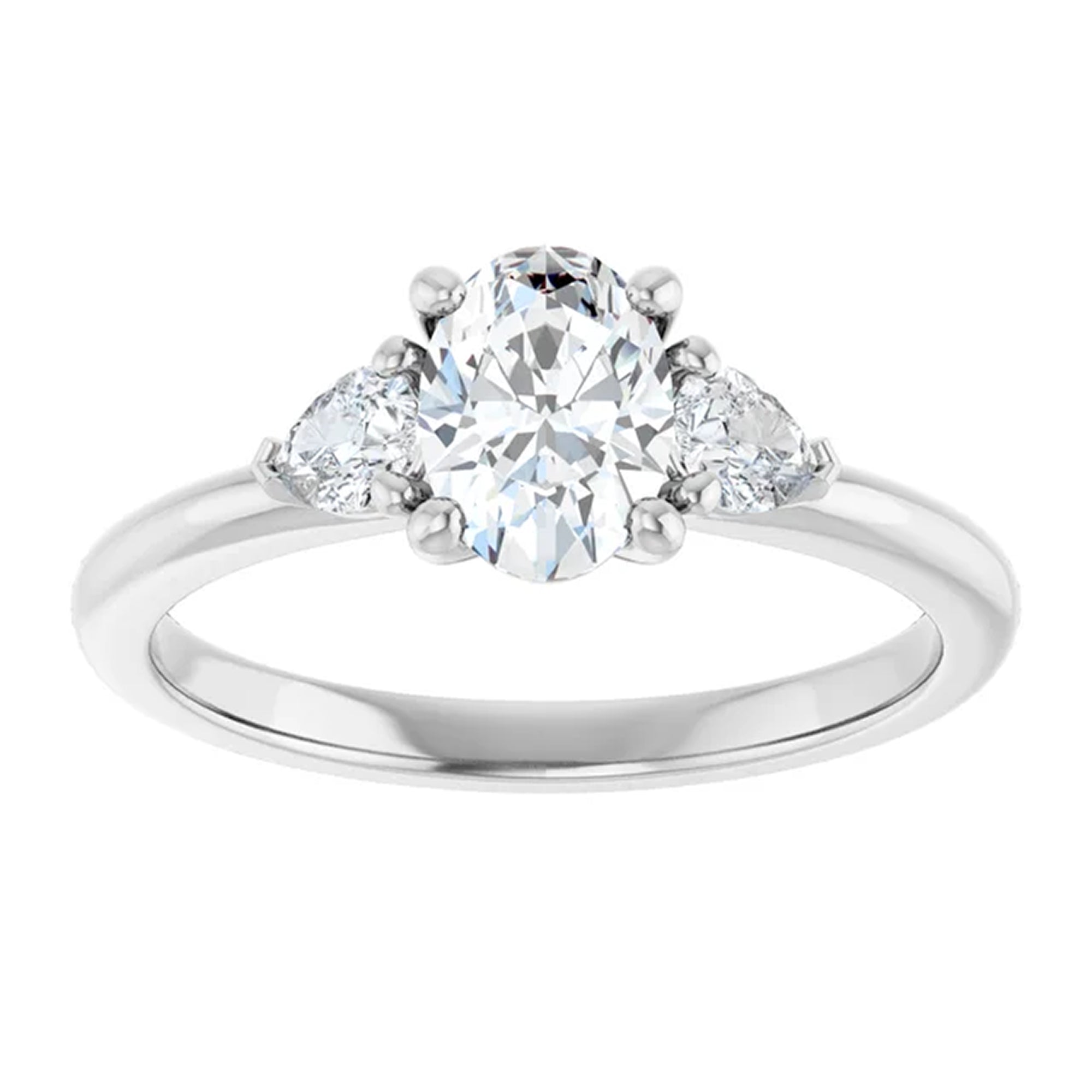 Lumi Oval Lab Diamond Engagement Ring with Pear Side Accents