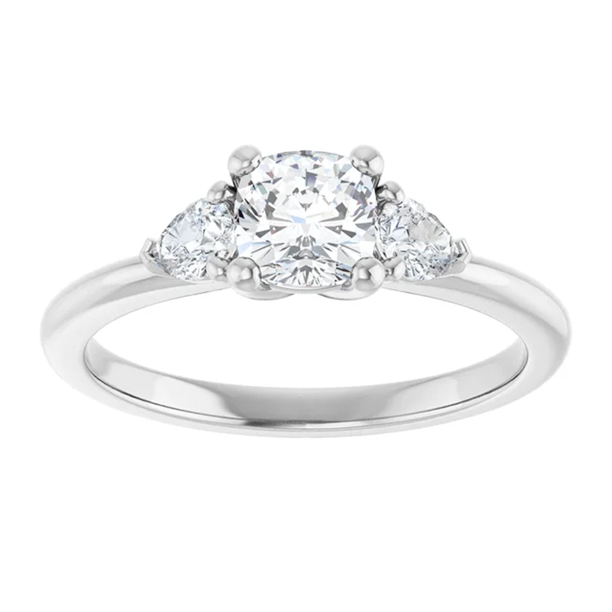 Lumi Cushion Lab Diamond Engagement Ring with Pear Side Accents