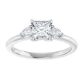 Lumi Square Lab Diamond Engagement Ring with Pear Side Accents