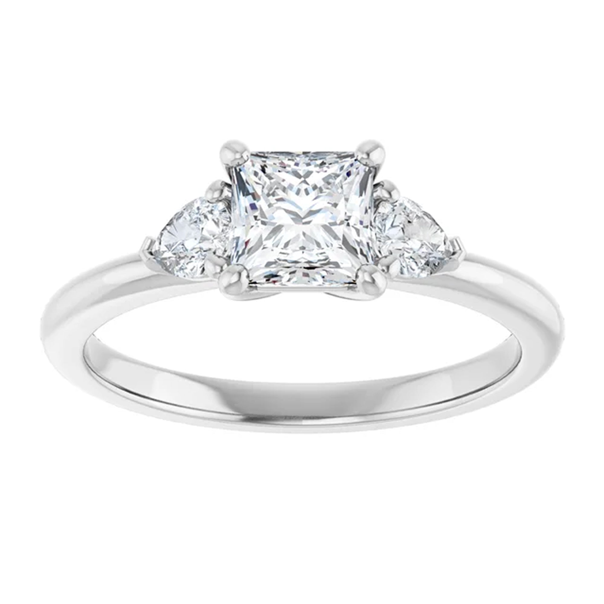 Lumi Square Lab Diamond Engagement Ring with Pear Side Accents