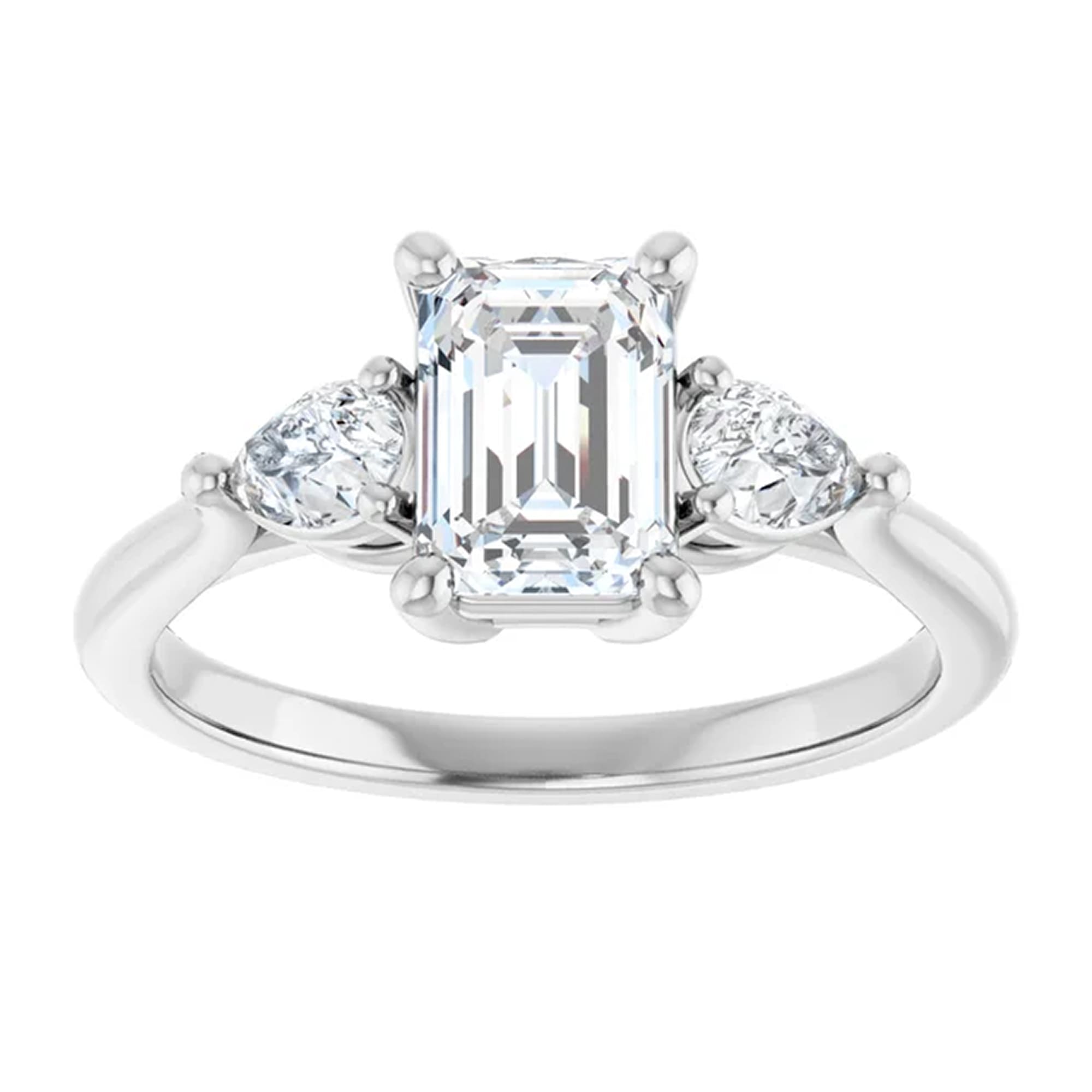 Luna Emerald Lab Diamond Engagement Ring with Pear Side Accents