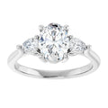 Luna Oval Lab Diamond Engagement Ring with Pear Side Accents
