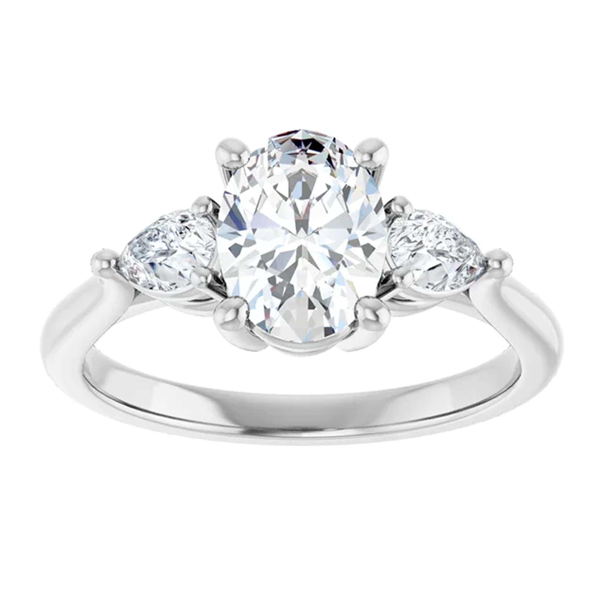 Luna Oval Lab Diamond Engagement Ring with Pear Side Accents