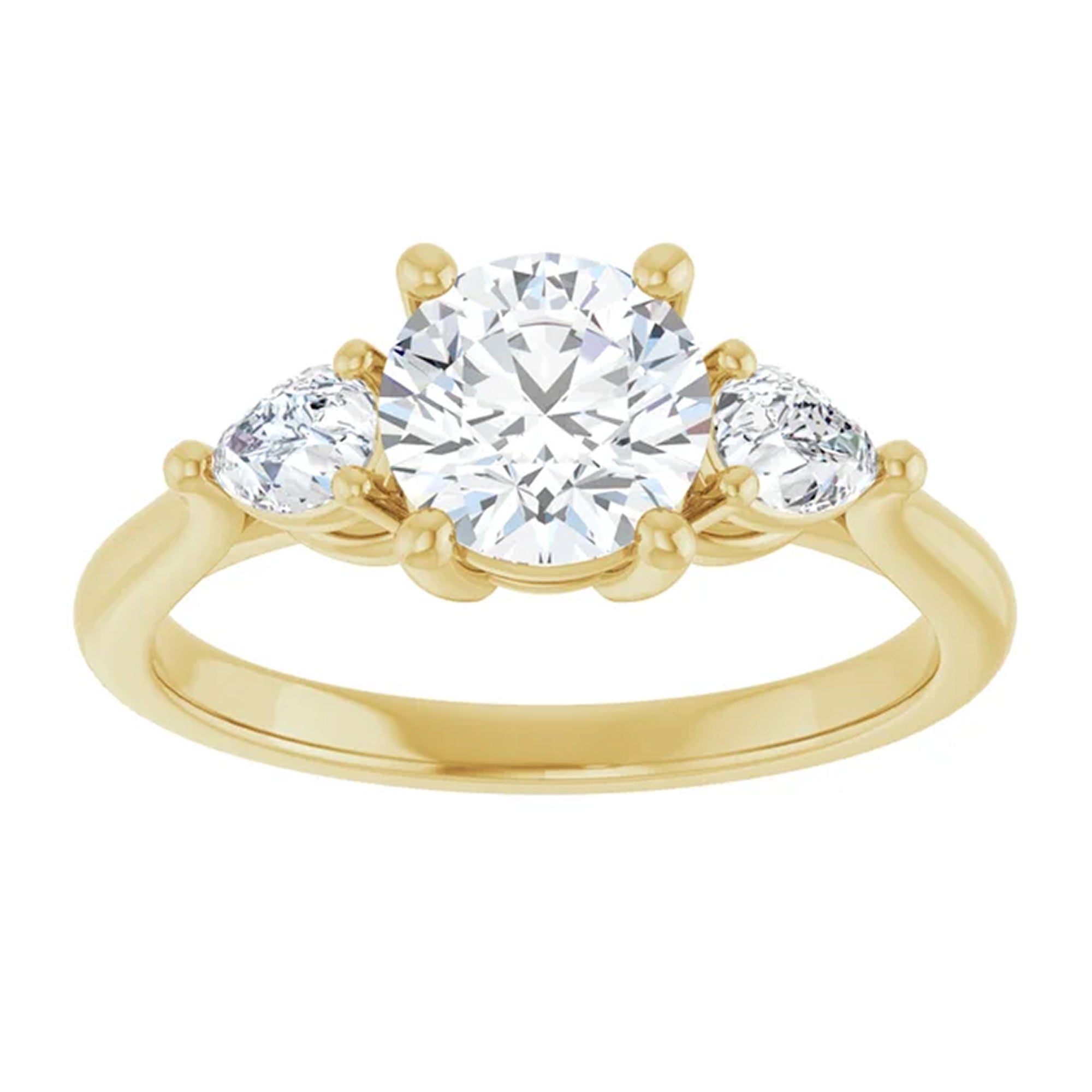Luna Round Lab Diamond Engagement Ring with Pear Side Accents