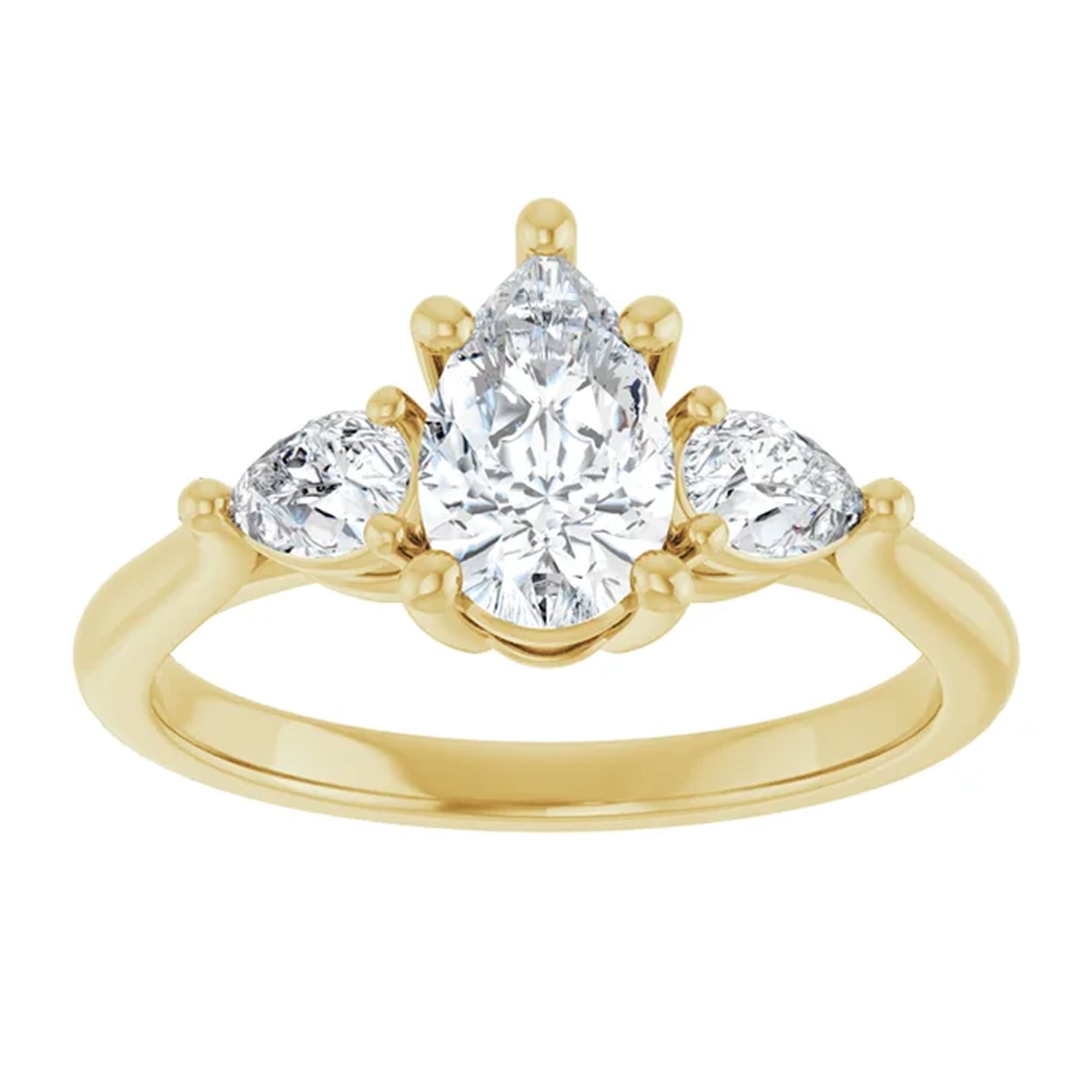 Luna Pear Lab Diamond Engagement Ring with Pear Side Accents