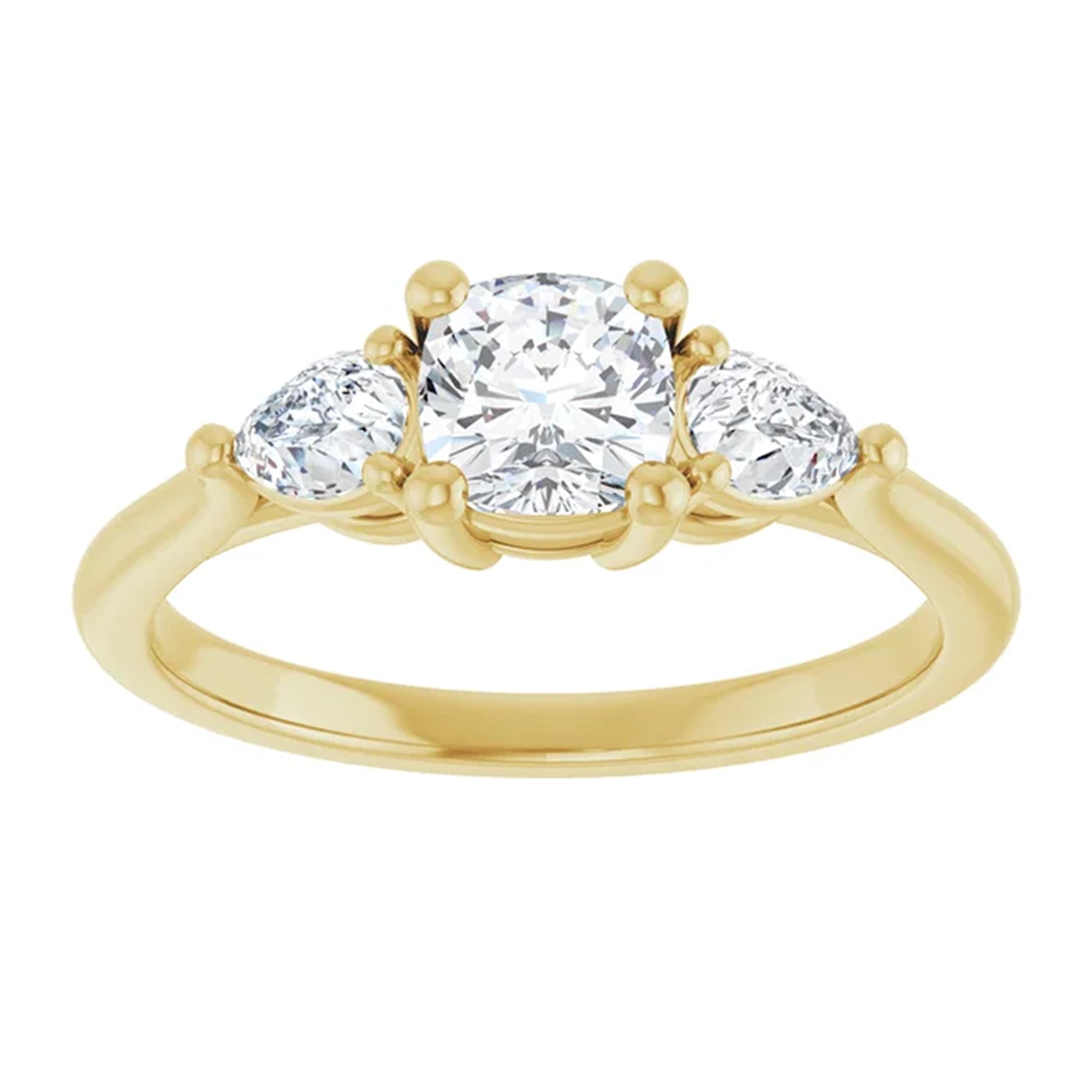 Luna Cushion Lab Diamond Engagement Ring with Pear Side Accents