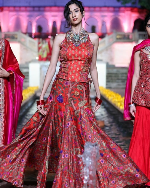 Surkh Laal Corset With Skirt By KYNAH, Luxury Indian Fashion & Bridal Wear