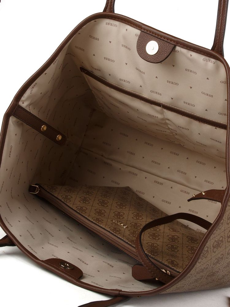 Guess Victtoria Large 2 In 1 Tote Bag — Brown