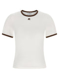 Courreges Contrast-Trimmed Cotton Jersey T-Shirt — White