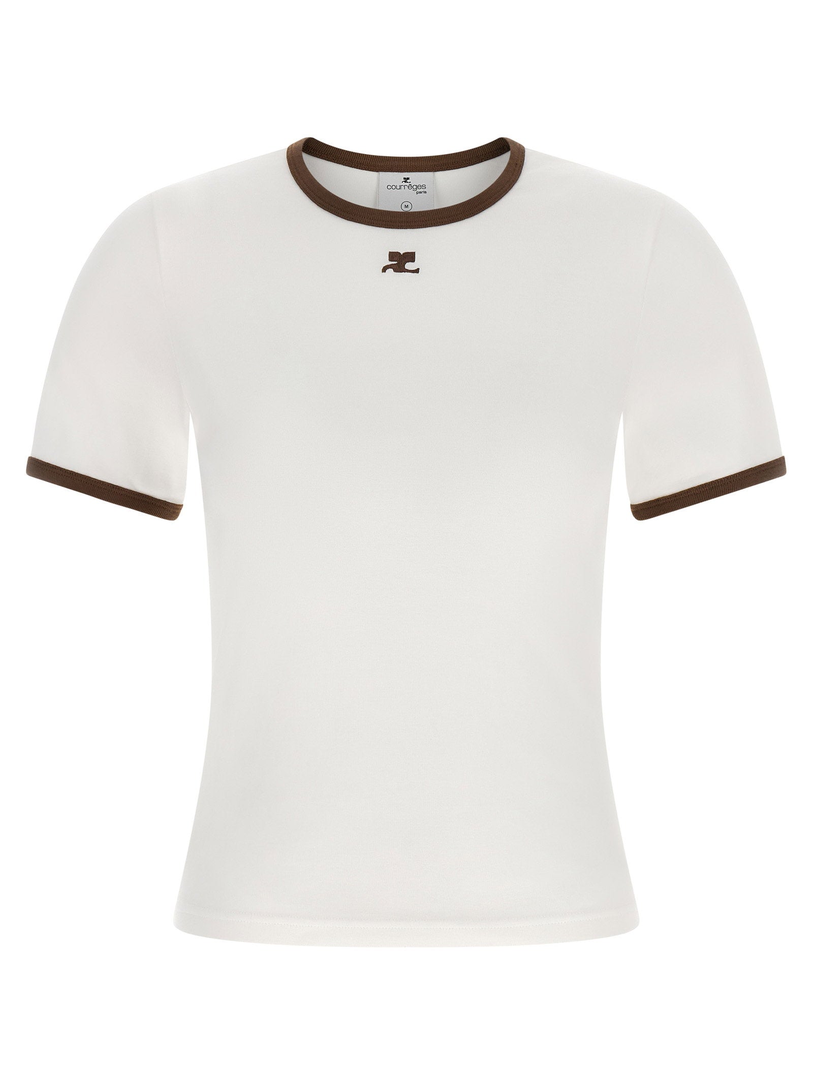 Courreges Contrast-Trimmed Cotton Jersey T-Shirt — White