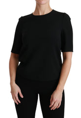 Women's Black Short Sleeve Casual Top Stretch Blouse