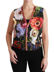 Women's Multicolor Floral Sleeveless Waistcoat Top Vest