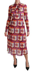 Women's Silk Bellezza Print Dress Purple Elastane