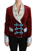 Women's Red Velvet Baroque Crystal Blazer Jacket Cotton Clothing