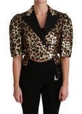 Women's Blazer Gold Leopard Sequined Jacket Pvc Clothing