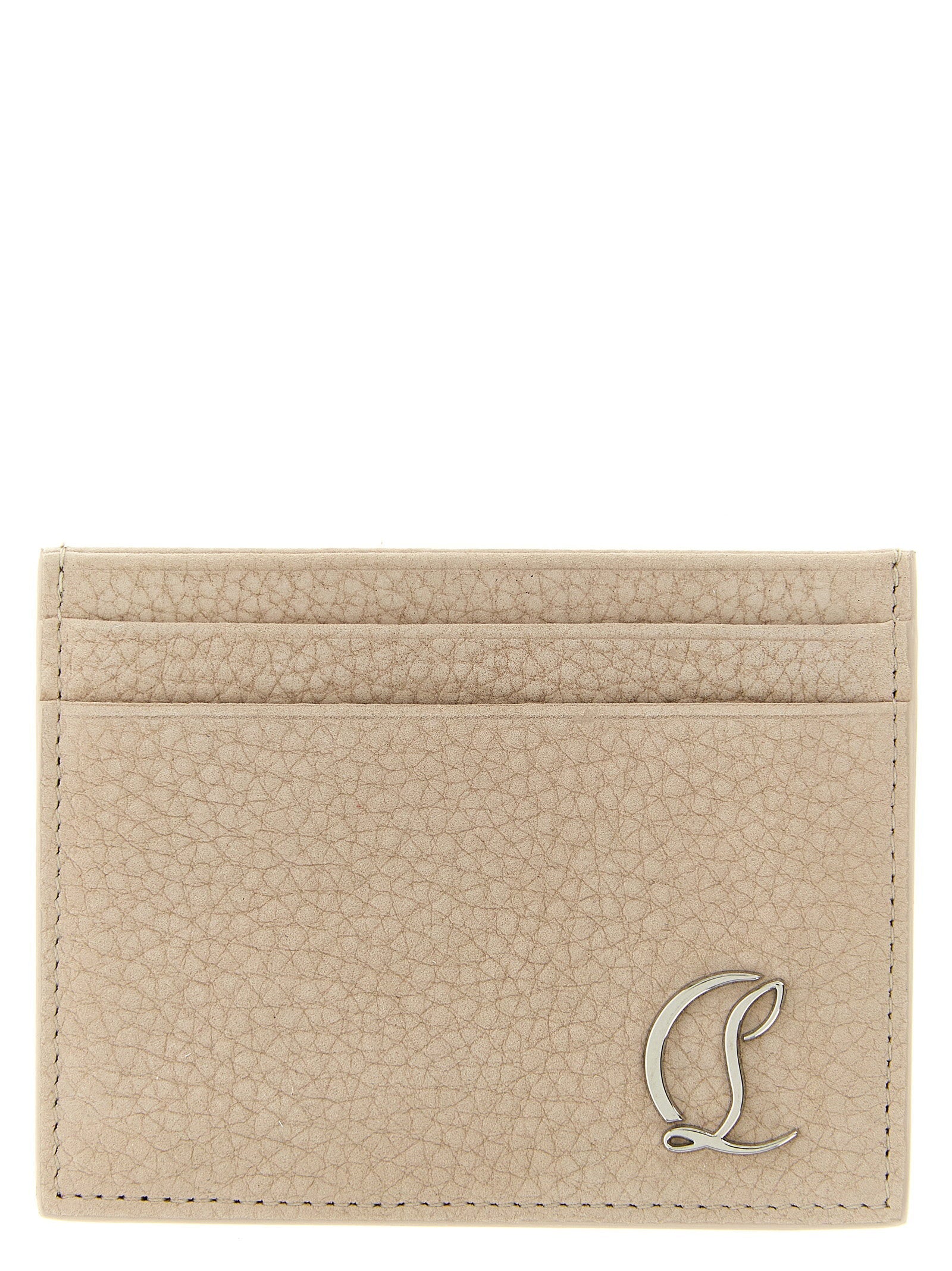Christian Louboutin Nubuck Leather Card Case — Beige