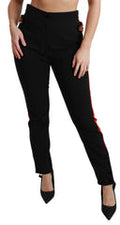 Women's Black Skinny Stretch Fox Head Cotton Pants