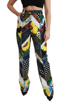 Women's Multicolor Print High Waist Straight Pants