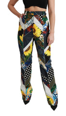 Women's Multicolor Print High Waist Straight Pants