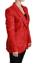 Women's Red Floral Angel Blazer Coat Jacket Polyester Clothing