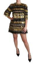 Women's Polyester Black Gold Leopard Shift Mini Dress