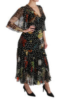 Women's Black Sea Fish Sicily A-Line Shift Dress Silk
